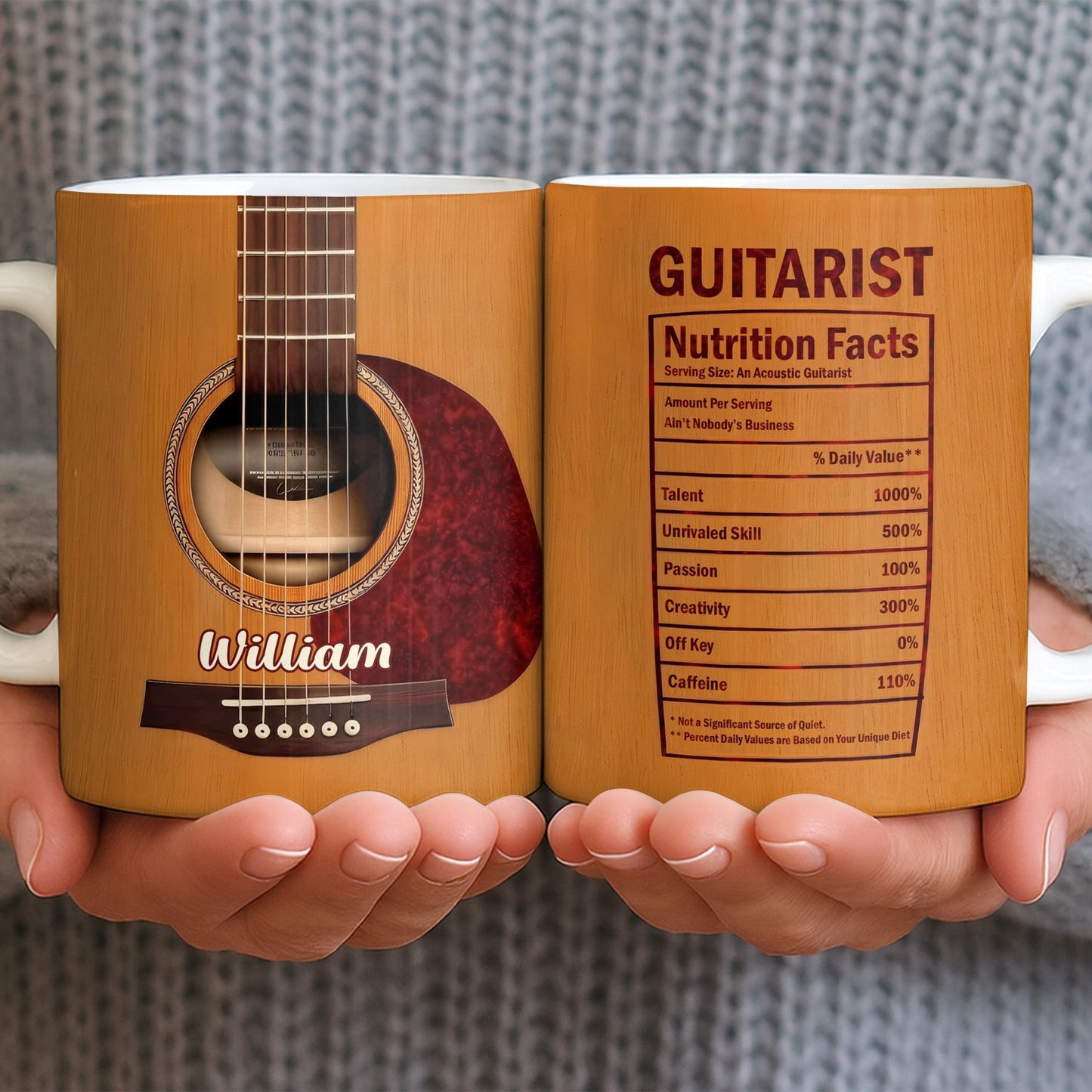 Guitar Player Acoustic Instrument Design - Personalized Custom Coffee Mug - HOB062_MG