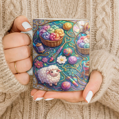 To Lucia, Yarn Balls And Spinning Wheel Design - Personalized Custom Coffee Mug - HOB076_MG