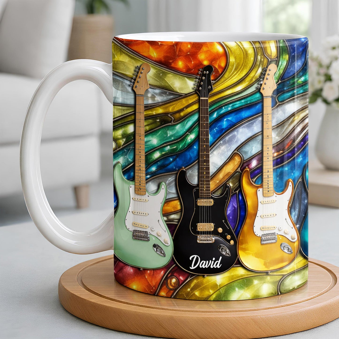 David Electric Guitar Art - Personalized Custom Coffee Mug - HOB094_MG