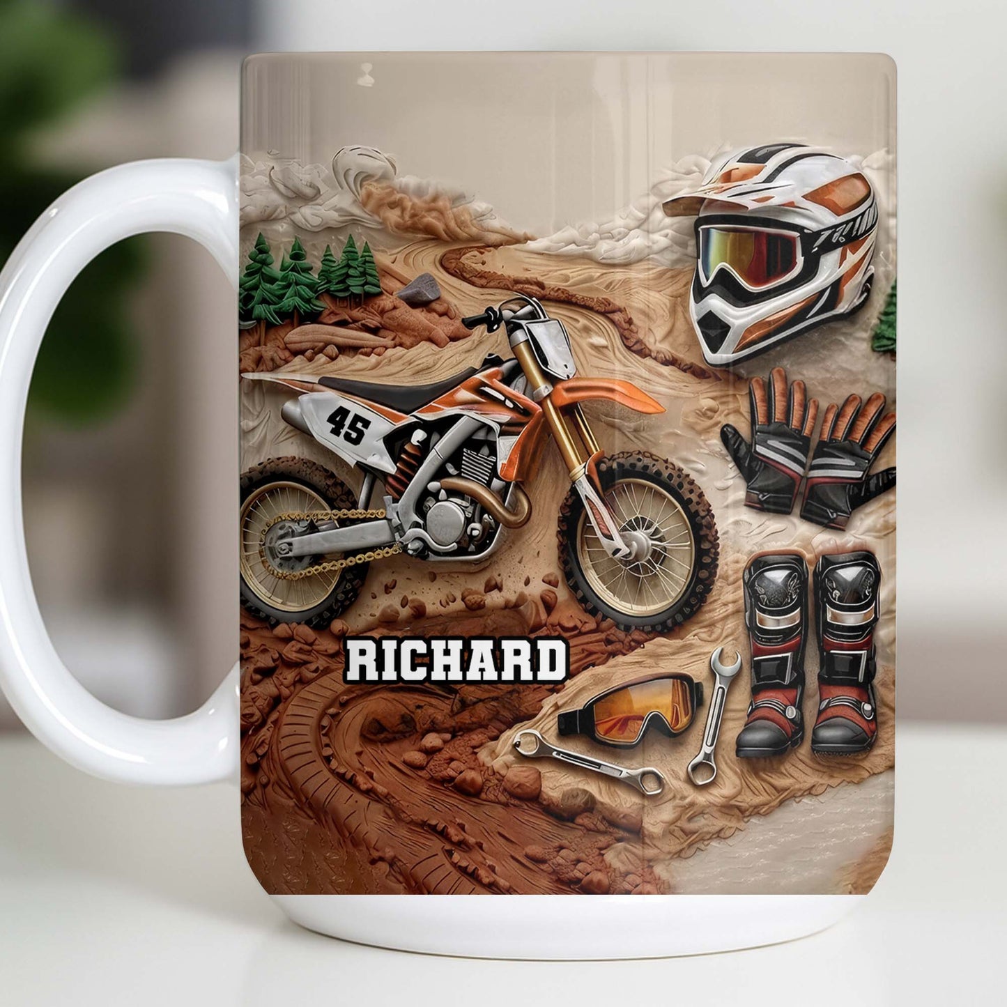 My Moto Enthusiast With Motorcycle And Gear - Personalized Custom Coffee Mug - HOB097_MG