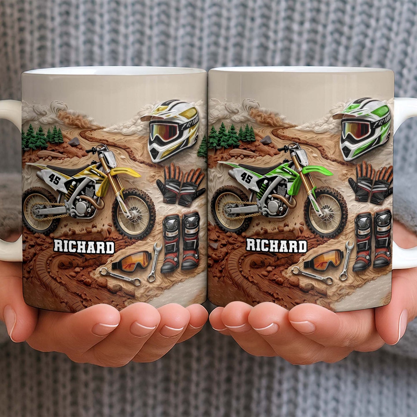 My Moto Enthusiast With Motorcycle And Gear - Personalized Custom Coffee Mug - HOB097_MG