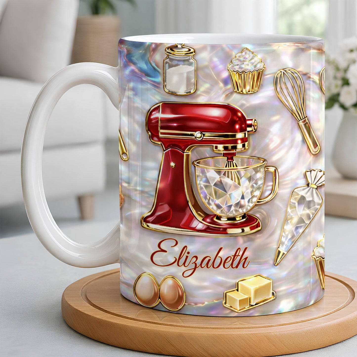 Baking With Love And A Dash Of Magic Stand Mixer And Whisk - Personalized Custom Coffee Mug - HOB115_MG