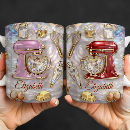 Baking With Love And A Dash Of Magic Stand Mixer And Whisk - Personalized Custom Coffee Mug - HOB115_MG