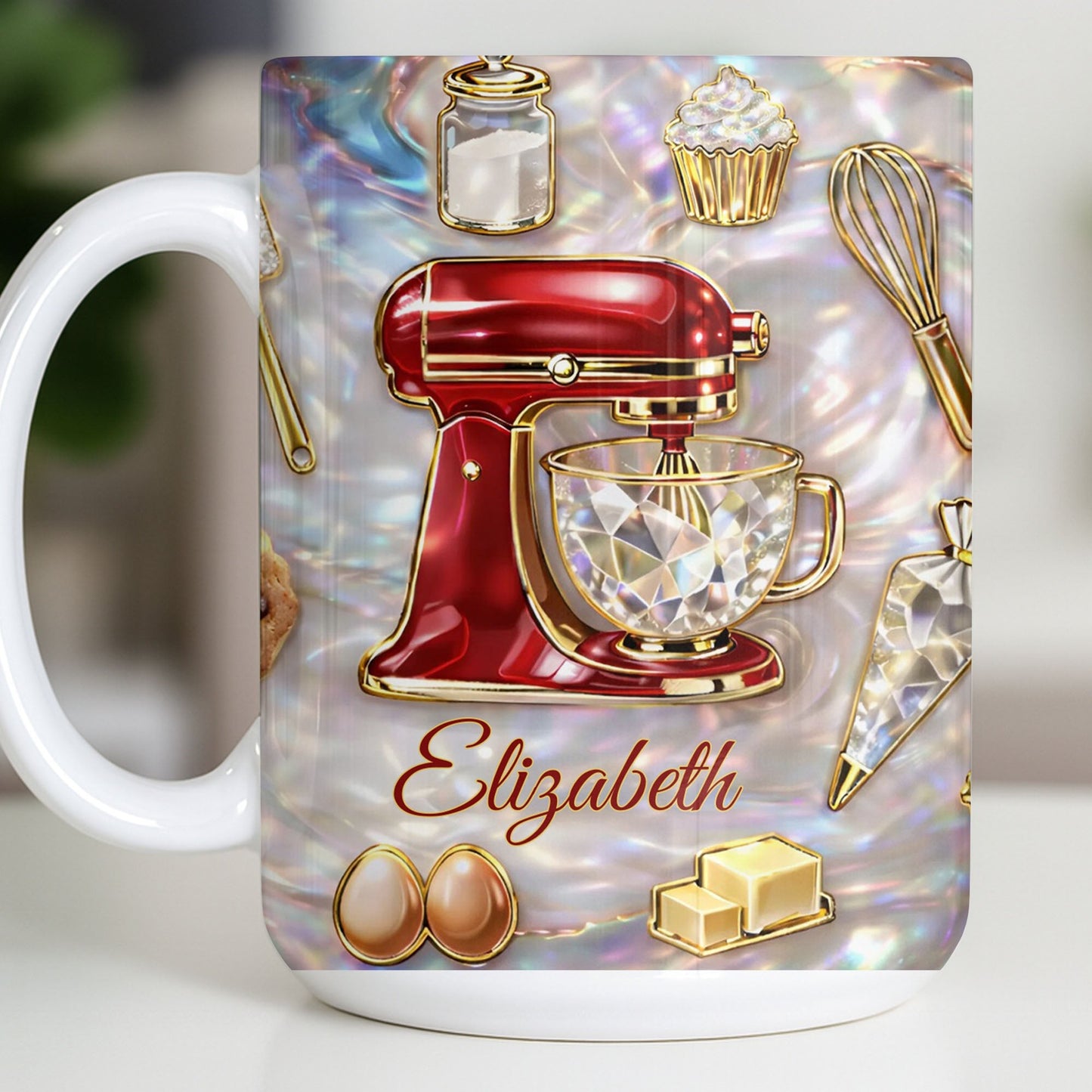 Baking With Love And A Dash Of Magic Stand Mixer And Whisk - Personalized Custom Coffee Mug - HOB115_MG