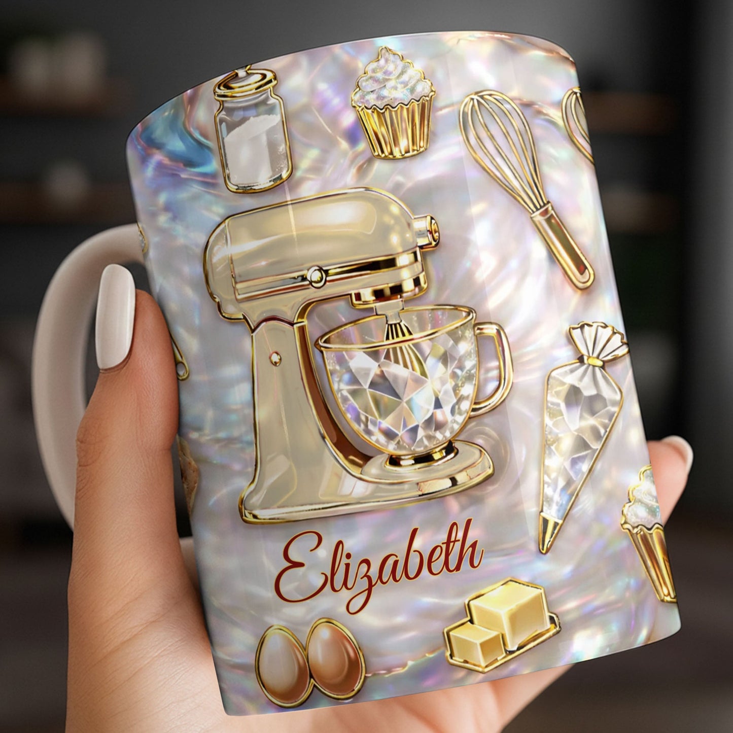Baking With Love And A Dash Of Magic Stand Mixer And Whisk - Personalized Custom Coffee Mug - HOB115_MG