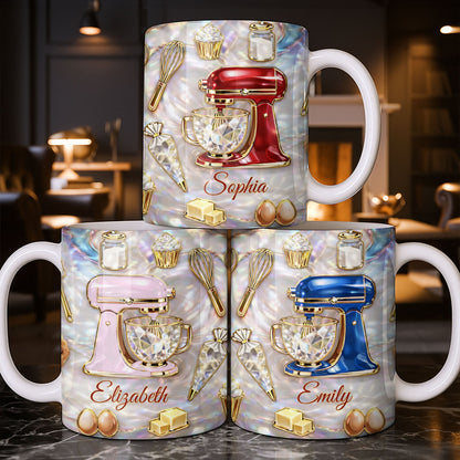 Baking With Love And A Dash Of Magic Stand Mixer And Whisk - Personalized Custom Coffee Mug - HOB115_MG