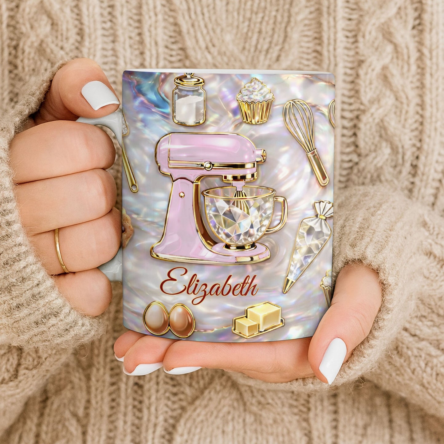 Baking With Love And A Dash Of Magic Stand Mixer And Whisk - Personalized Custom Coffee Mug - HOB115_MG