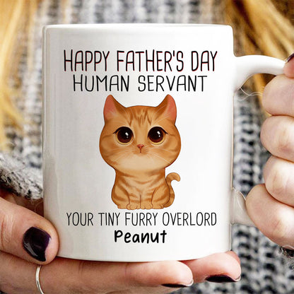 Watercolor Cute Cats Happy Father's Day Cat Human Servant - Personalized Mug