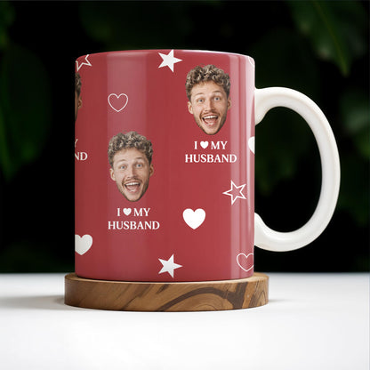 I Love My Husband With Hearts And Stars - Personalized Custom Coffee Mug - HSB010_MG