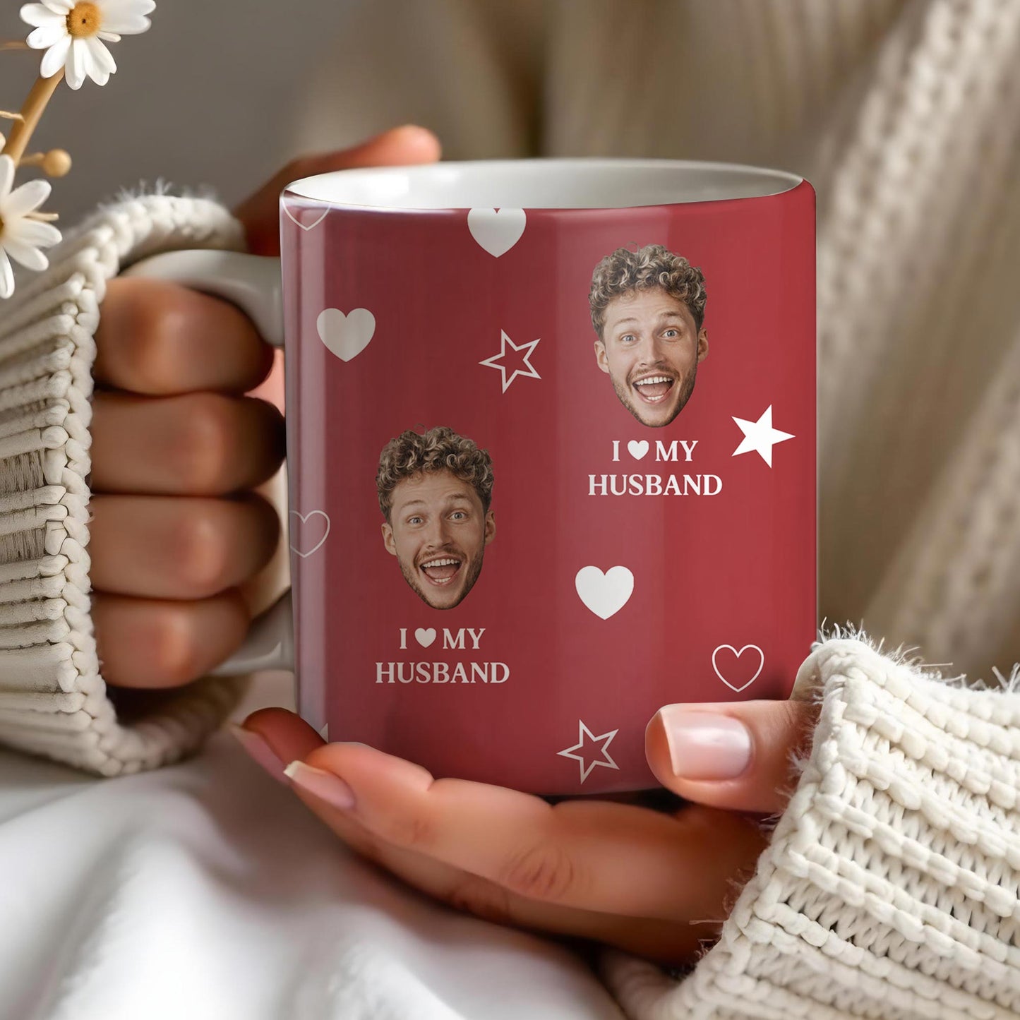 I Love My Husband With Hearts And Stars - Personalized Custom Coffee Mug - HSB010_MG