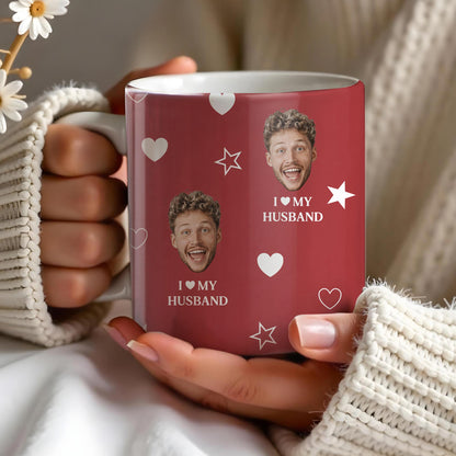 I Love My Husband With Hearts And Stars - Personalized Custom Coffee Mug - HSB010_MG