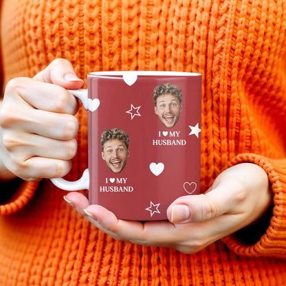 I Love My Husband With Hearts And Stars - Personalized Custom Coffee Mug - HSB010_MG