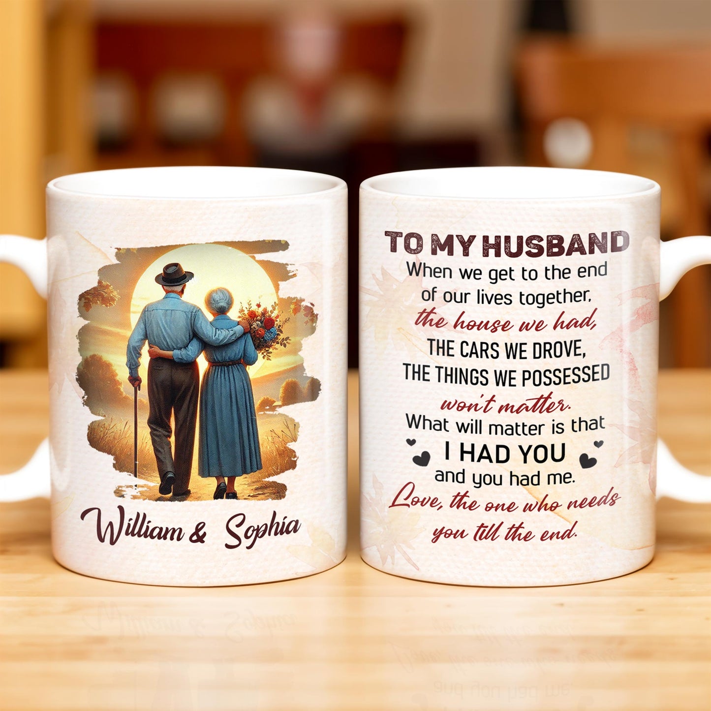 To My Husband, The House We Had, Elderly Couple and Sunset - Personalized Custom Coffee Mug - HSB030_MG