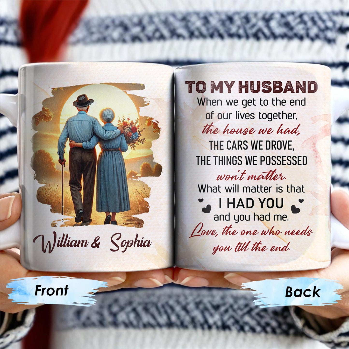 To My Husband, The House We Had, Elderly Couple and Sunset - Personalized Custom Coffee Mug - HSB030_MG