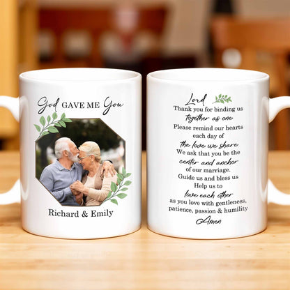 God Gave Me You, Binding Us Together As One, With Green Leaves - Personalized Custom Coffee Mug - HSB040_MG