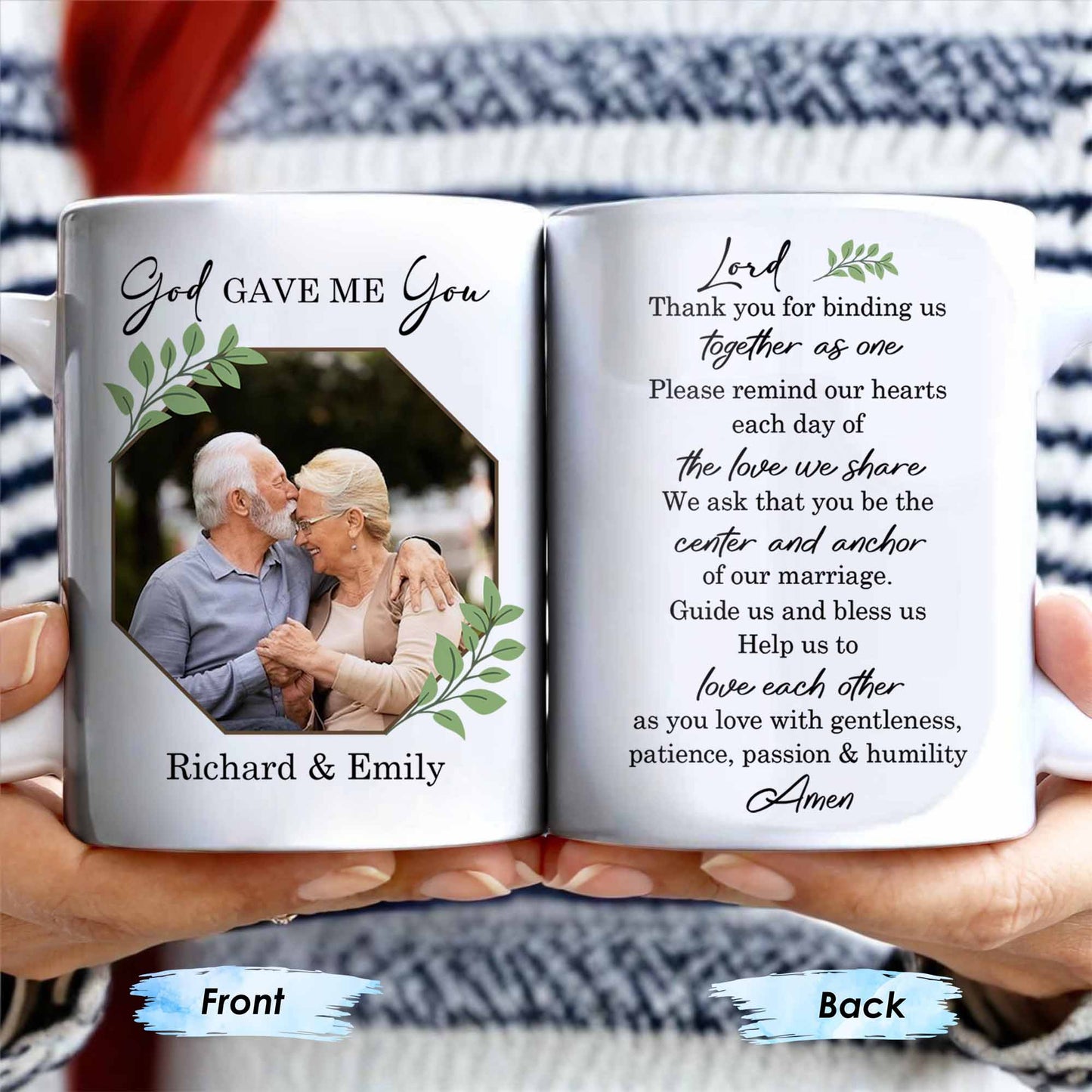God Gave Me You, Binding Us Together As One, With Green Leaves - Personalized Custom Coffee Mug - HSB040_MG