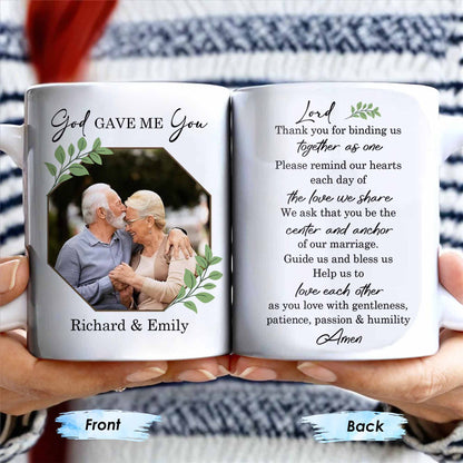 God Gave Me You, Binding Us Together As One, With Green Leaves - Personalized Custom Coffee Mug - HSB040_MG