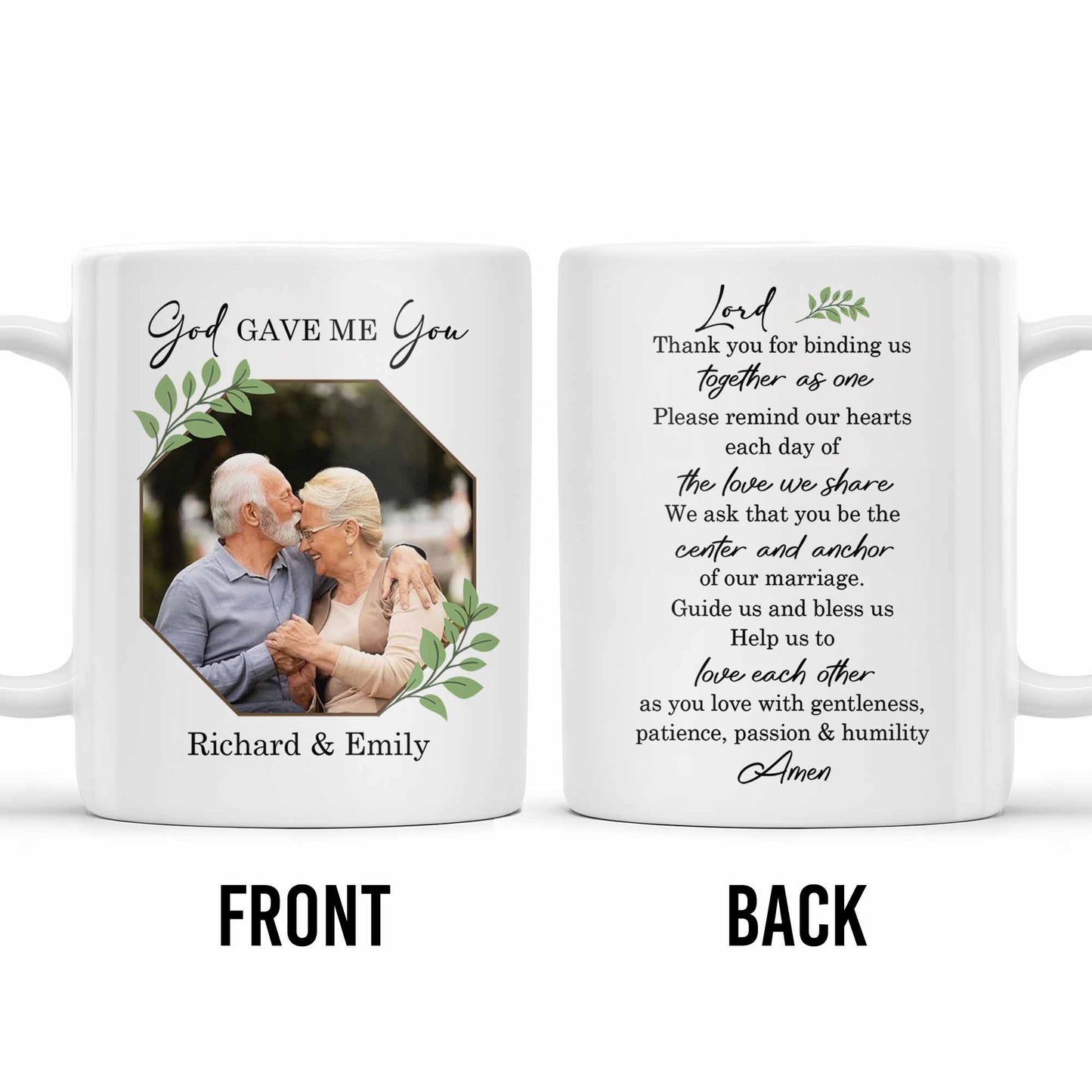 God Gave Me You, Binding Us Together As One, With Green Leaves - Personalized Custom Coffee Mug - HSB040_MG