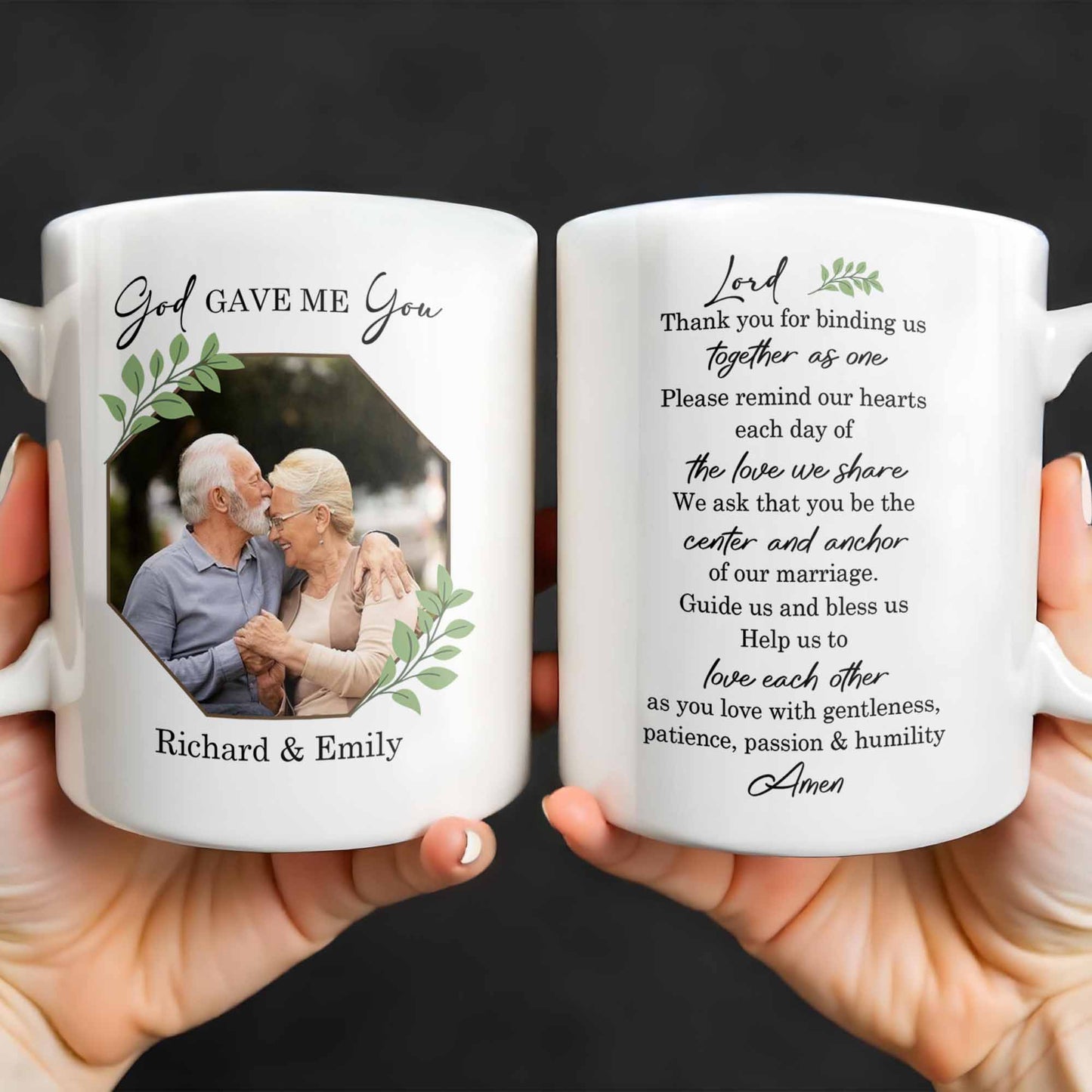 God Gave Me You, Binding Us Together As One, With Green Leaves - Personalized Custom Coffee Mug - HSB040_MG