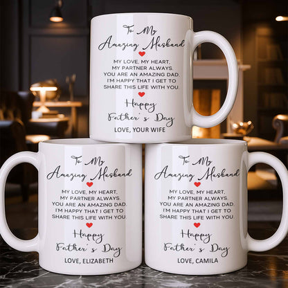 To My Amazing Husband Love And Heart - Personalized Custom Coffee Mug - HSB084_MG