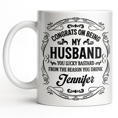 Congrats On Being My Husband, Floral Designs - Personalized Custom Coffee Mug - HSB086_MG