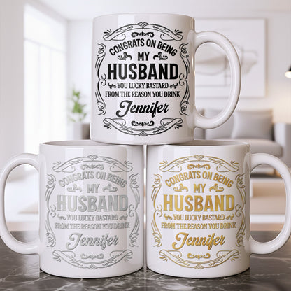 Congrats On Being My Husband, Floral Designs - Personalized Custom Coffee Mug - HSB086_MG