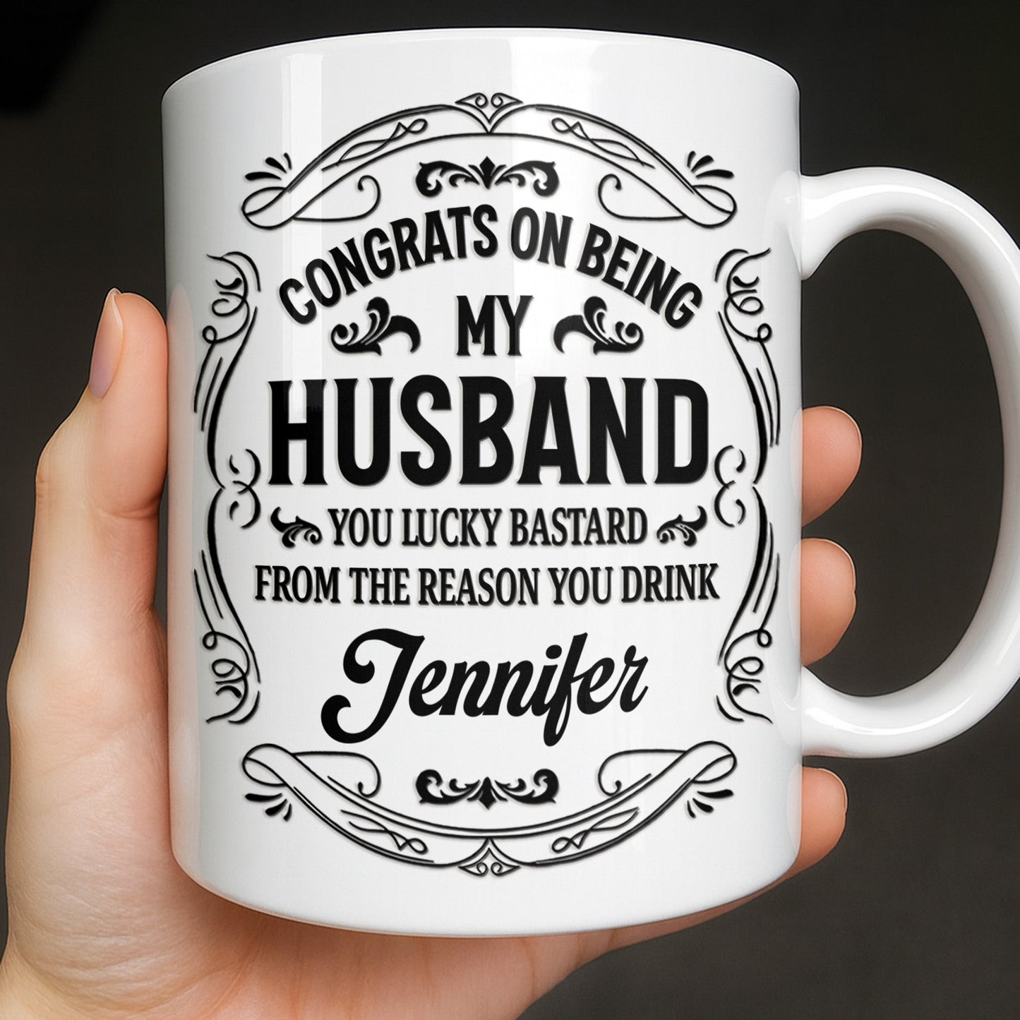 Congrats On Being My Husband, Floral Designs - Personalized Custom Coffee Mug - HSB086_MG