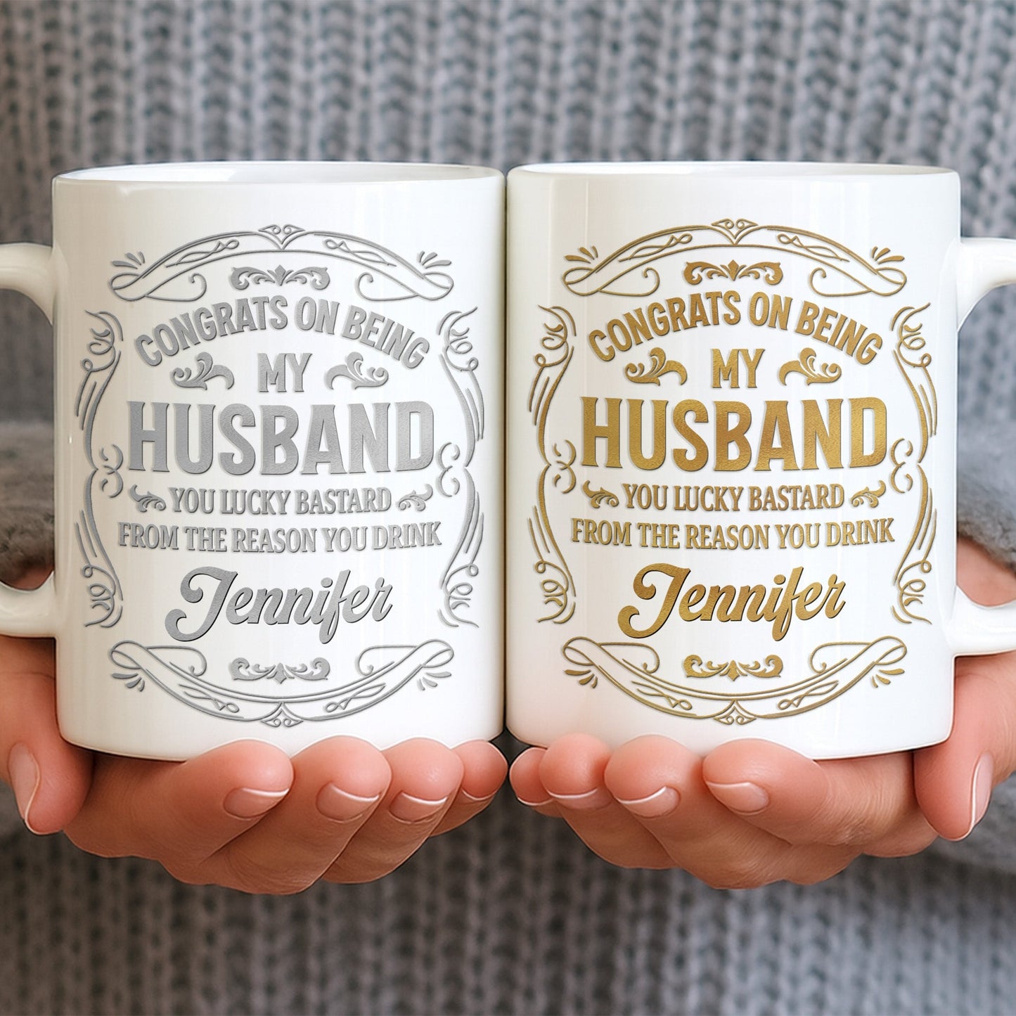 Congrats On Being My Husband, Floral Designs - Personalized Custom Coffee Mug - HSB086_MG