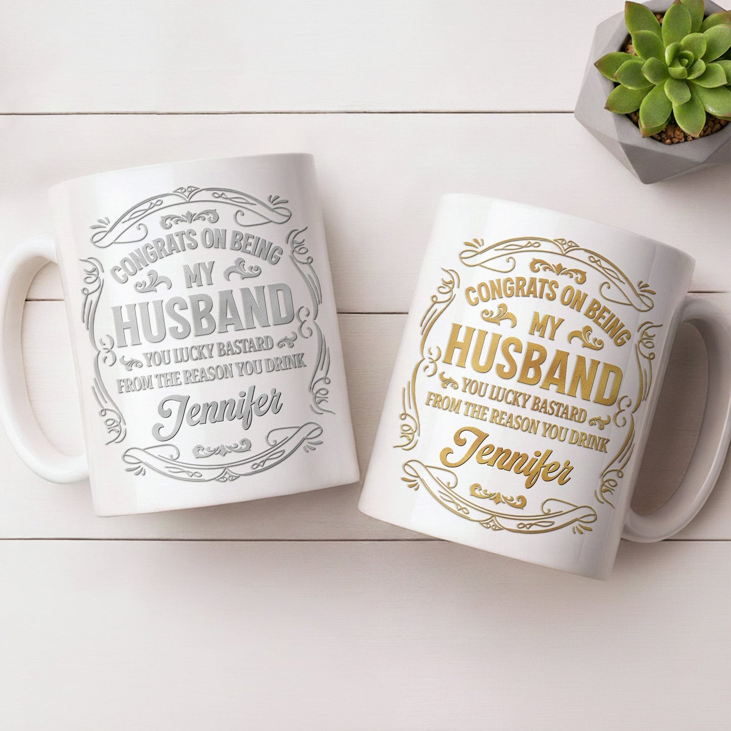 Congrats On Being My Husband, Floral Designs - Personalized Custom Coffee Mug - HSB086_MG