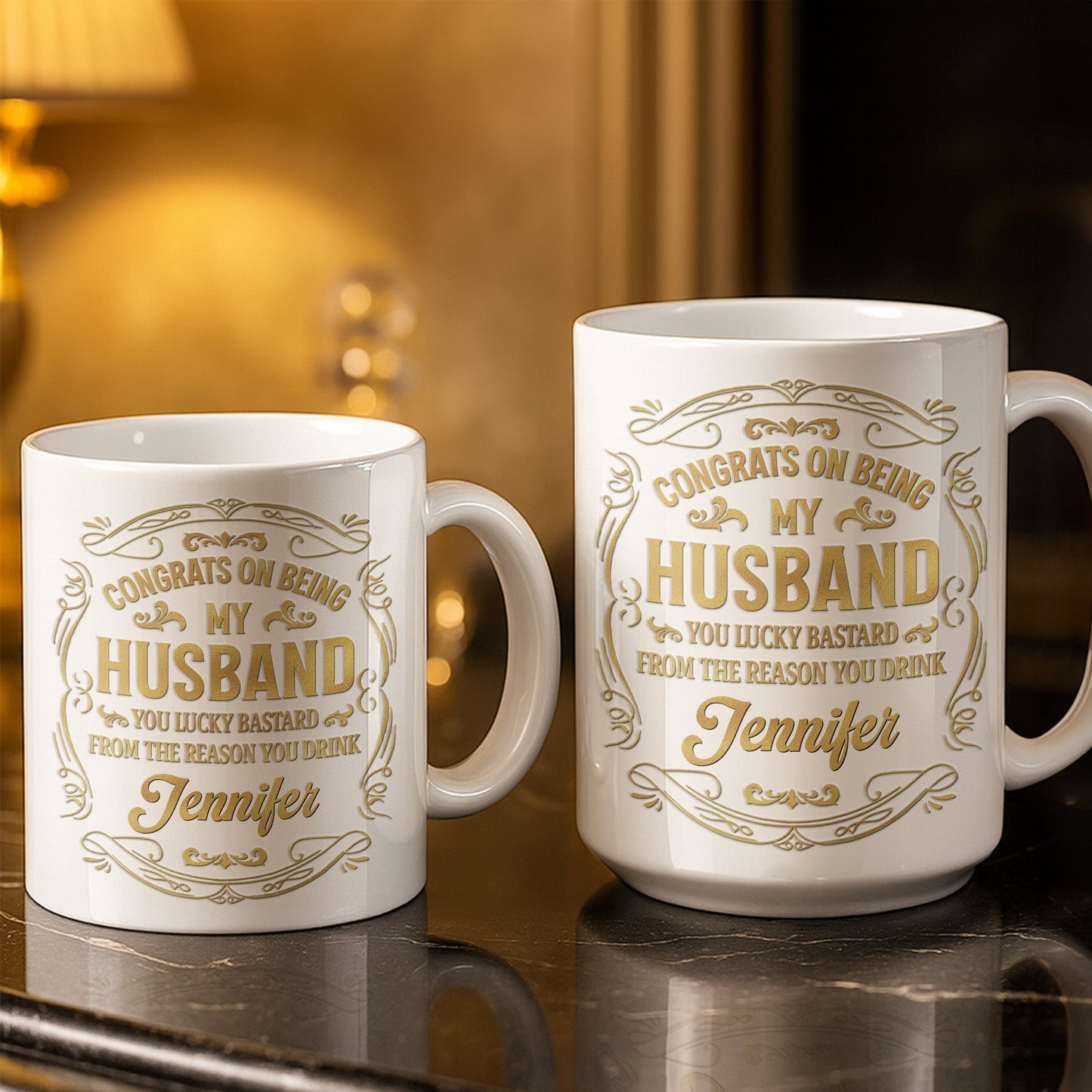 Congrats On Being My Husband, Floral Designs - Personalized Custom Coffee Mug - HSB086_MG