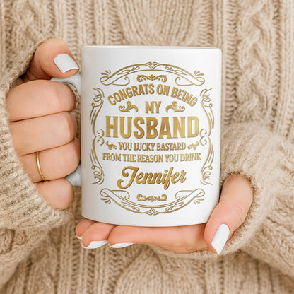 Congrats On Being My Husband, Floral Designs - Personalized Custom Coffee Mug - HSB086_MG