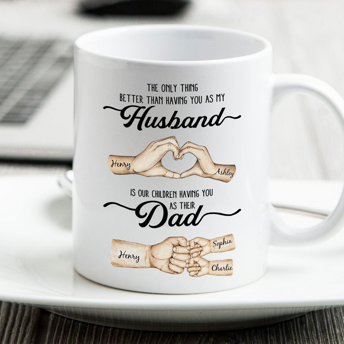 The Only Thing Better Husband Dad Hands Personalized Mug, Father's Day Gift for Husband, Gift for Dad