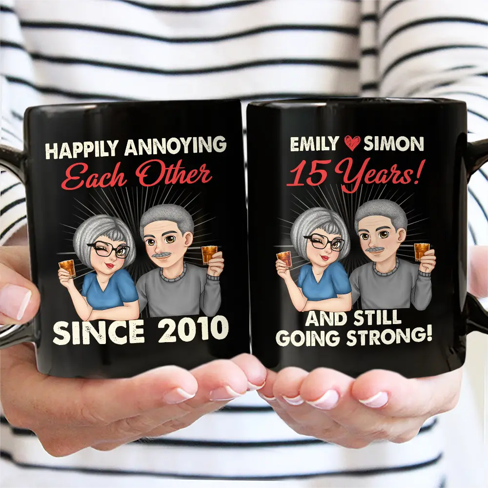 Couple Happily Annoying Each Other - Personalized Black Mug