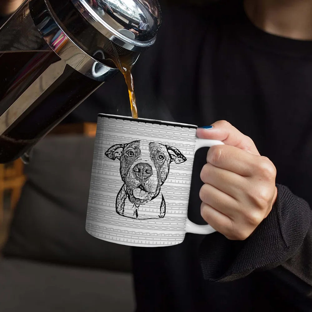 Custom Photo Pencil Drawing Dog Cat Parents Hidden Message - Personalized White Edge-to-Edge Mug