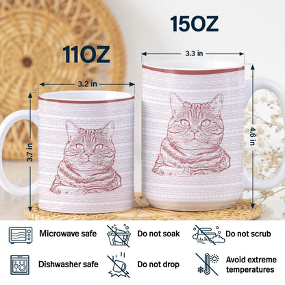 Custom Photo Pencil Drawing Dog Cat Parents Hidden Message - Personalized White Edge-to-Edge Mug