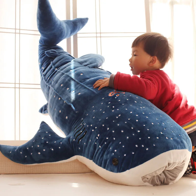 Cartoon Blue Shark Plush Toy - Soft Big Fish Pillow for Kids' Gifts