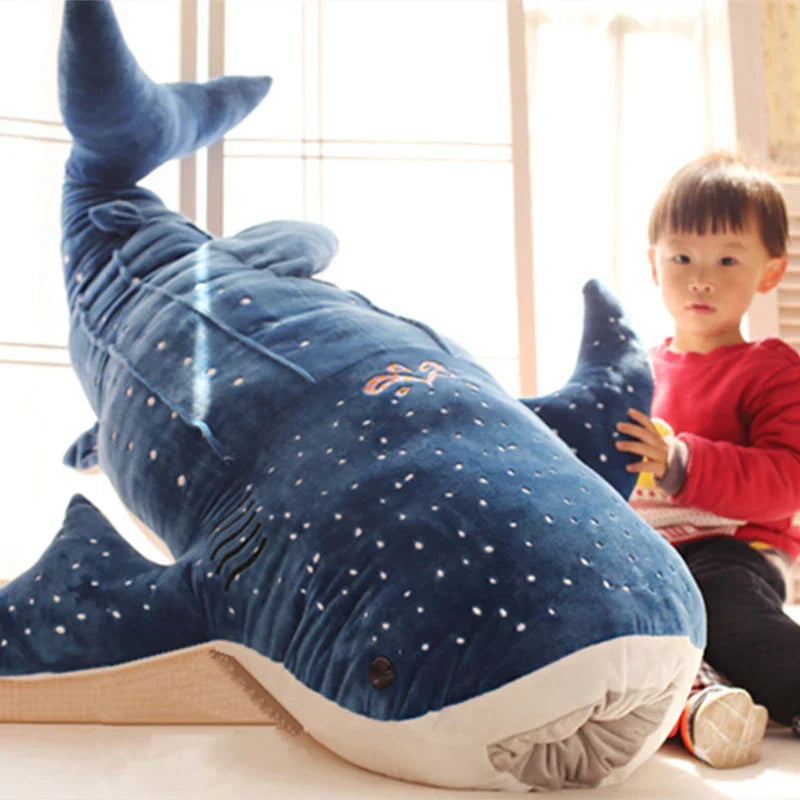 Cartoon Blue Shark Plush Toy - Soft Big Fish Pillow for Kids' Gifts