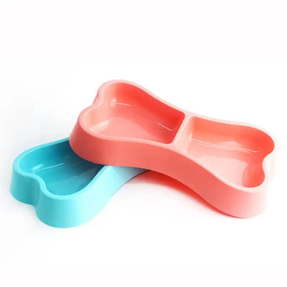 Bone-Shaped Double Dog Feeder Bowl