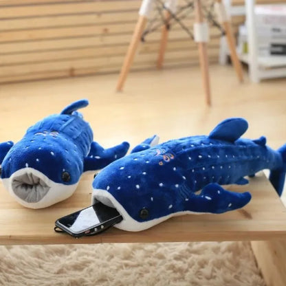 Large Soft Shark Plush Toy - Adorable Blue Whale Pillow for Kids