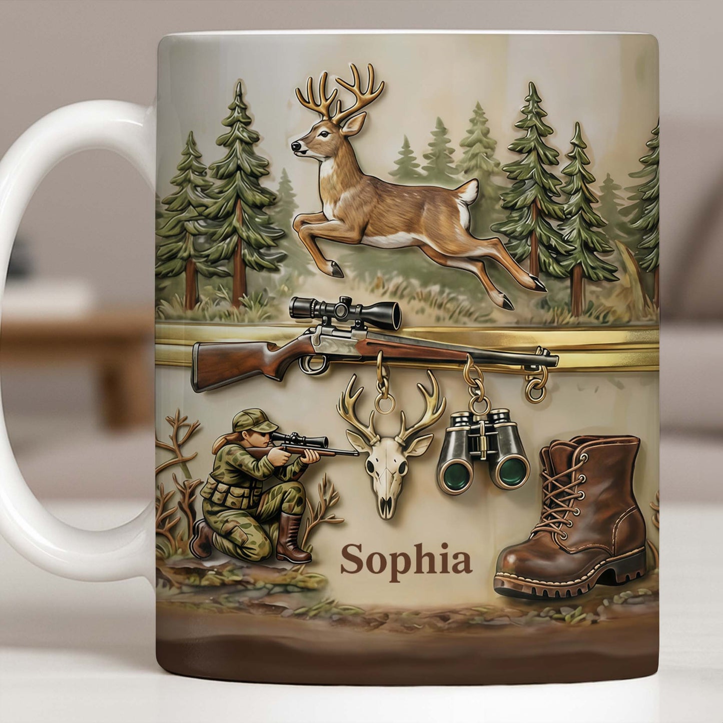 A Hunter's Passion With Deer And Rifle - Personalized Custom Coffee Mug - HTG010_MG