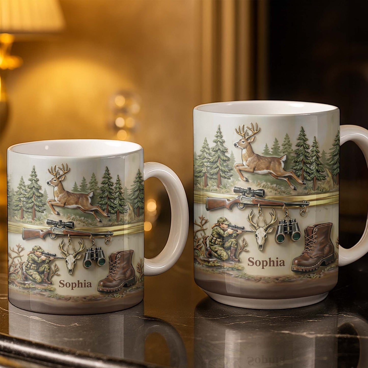 A Hunter's Passion With Deer And Rifle - Personalized Custom Coffee Mug - HTG010_MG