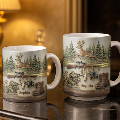 A Hunter's Passion With Deer And Rifle - Personalized Custom Coffee Mug - HTG010_MG