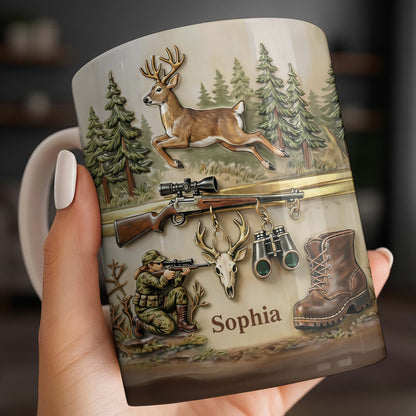 A Hunter's Passion With Deer And Rifle - Personalized Custom Coffee Mug - HTG010_MG