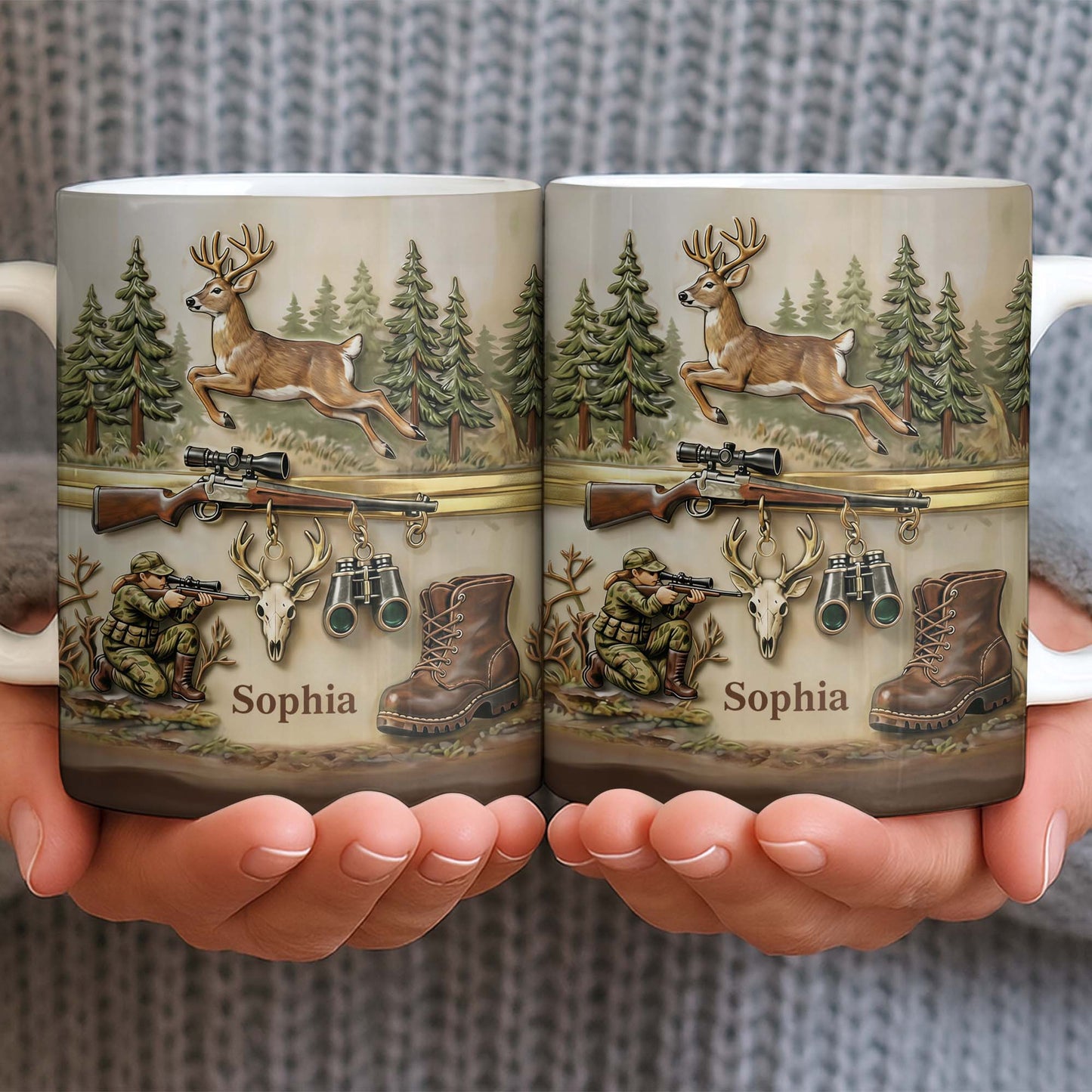 A Hunter's Passion With Deer And Rifle - Personalized Custom Coffee Mug - HTG010_MG