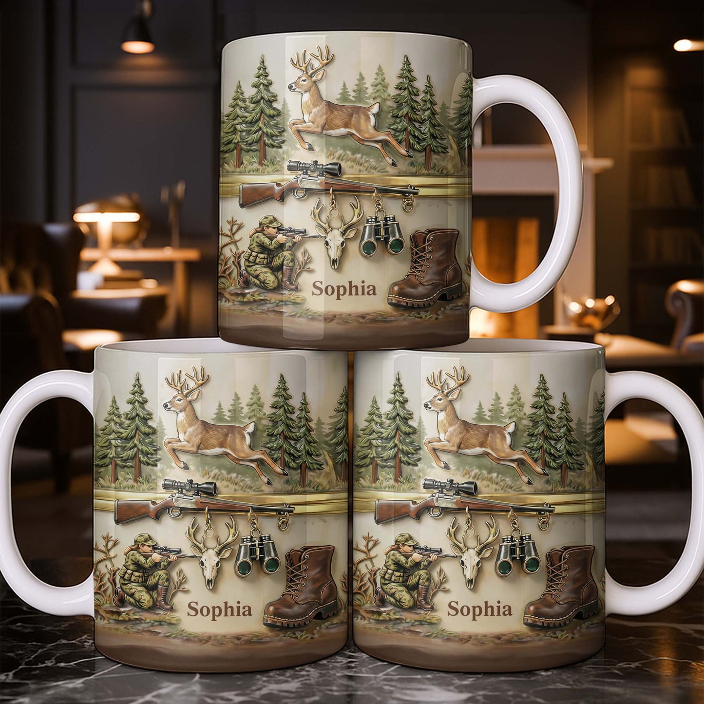 A Hunter's Passion With Deer And Rifle - Personalized Custom Coffee Mug - HTG010_MG