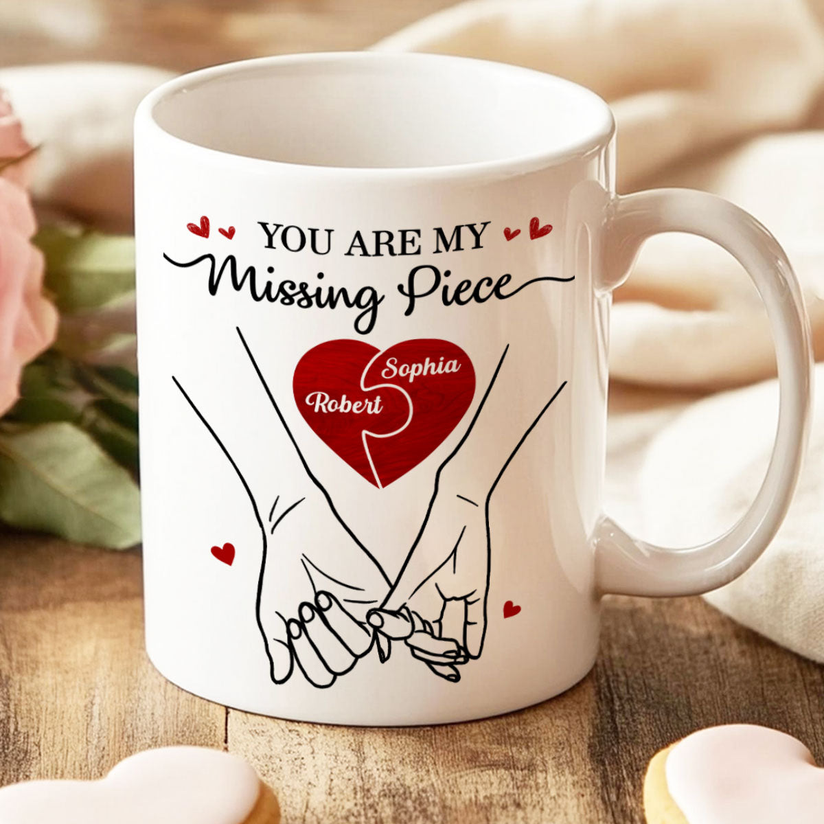 You Are My Missing Piece Couple Hands Outline Anniversary Gift Gift Personalized Mug