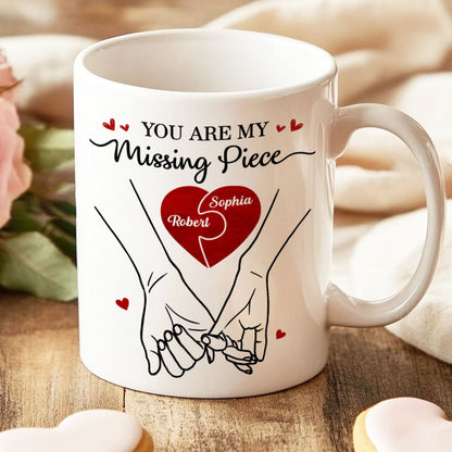 You Are My Missing Piece Couple Hands Outline Anniversary Gift Gift Personalized Mug