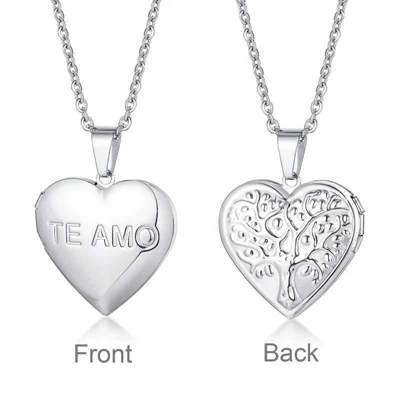 Personalized Heart Locket Necklace with Custom Photo and Name