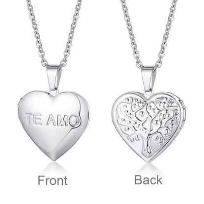 Personalized Heart Locket Necklace with Custom Photo and Name