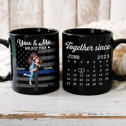 You & Me We Got This Hero Couple Hugging Kissing Anniversary Calendar Keepsake Personalized Mug